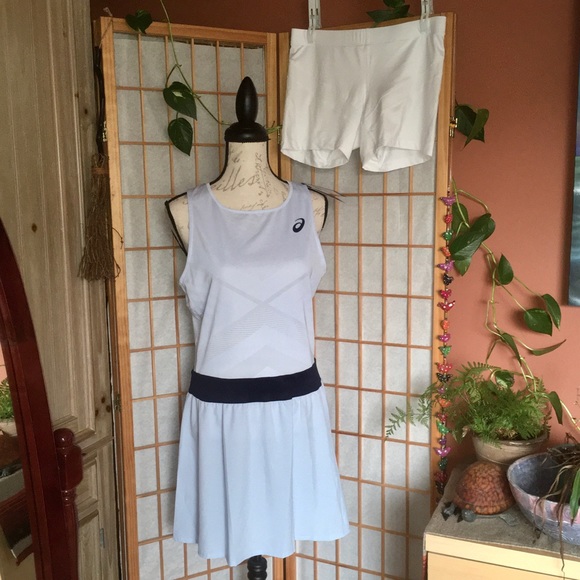 NWT ASICS Tennis Dress Soft Sky Blue W Shorts Athleticwear Large - Picture 2 of 13